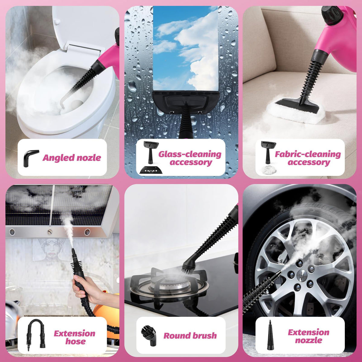 Pink Handheld Steam Cleaner I55736