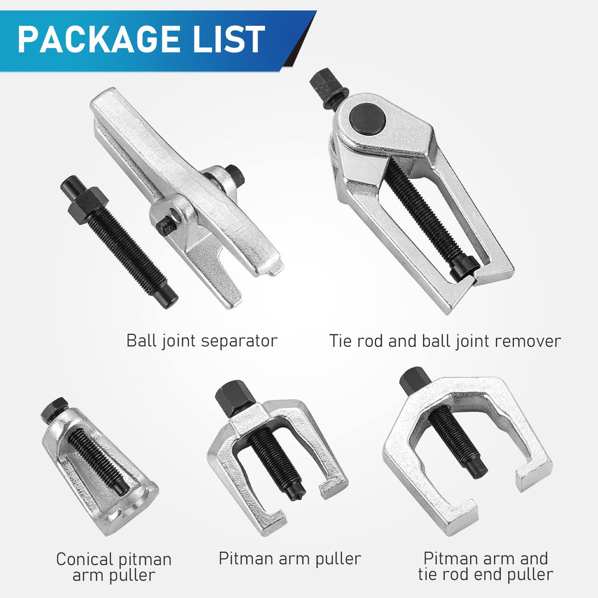 5pcs Ball Joint Separator Pitman Arm Puller Tie Rod End Tool Set X4260