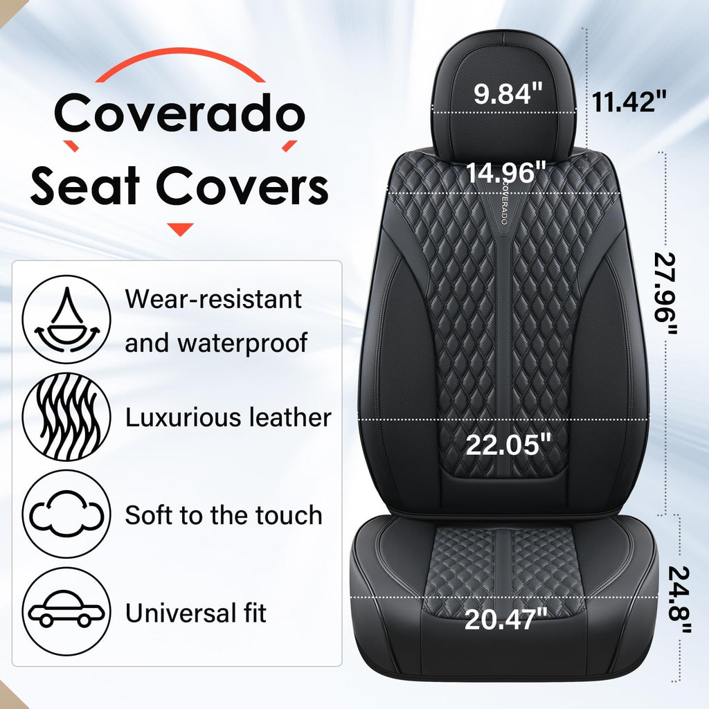Black 5 Seats Nappa Leather Car Seat Covers Full Set N513