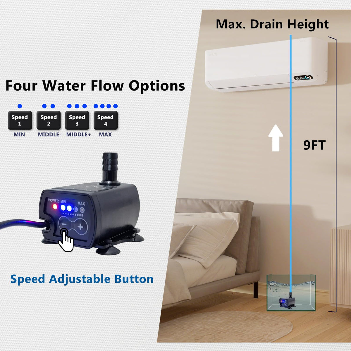 Aquarium Auto Top Off System with 4 Level Flow Control Pump H739085