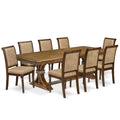 9 Piece Dining Table Set with 8 Beige Polyester Chairs R876247