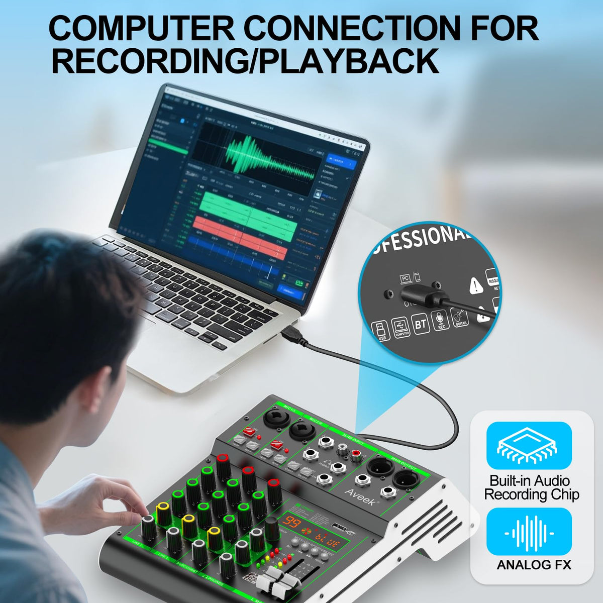 4 Channel Audio Mixer with Bluetooth and USB Q50150