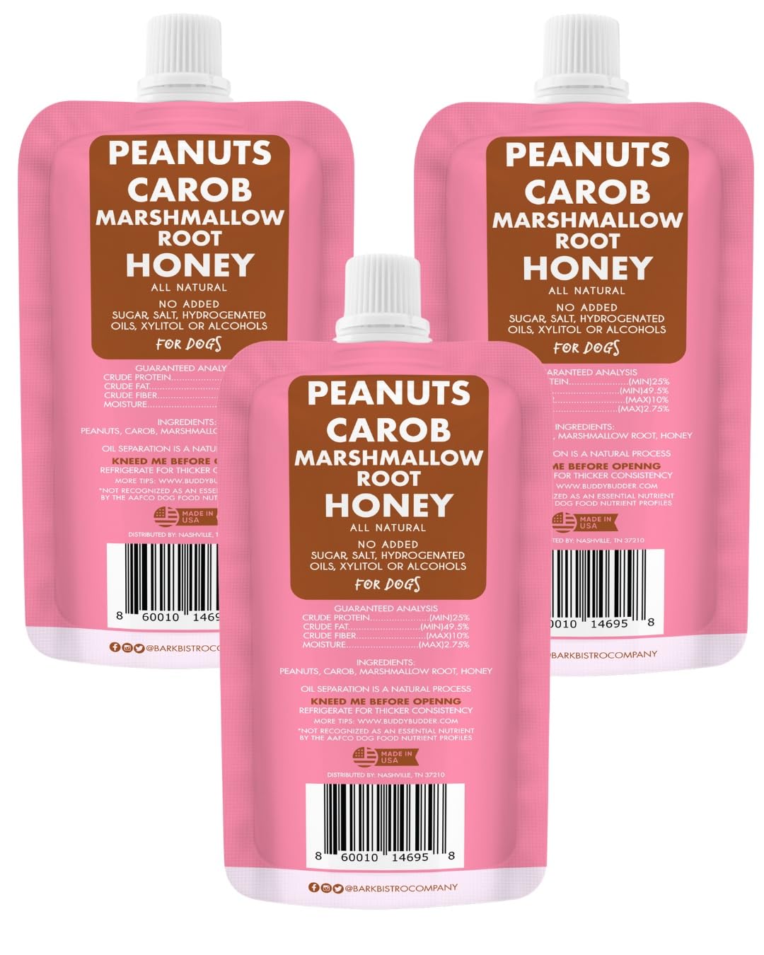 Peanut Butter Dog Treats 3-Pack 4oz Squeeze Packs I1736