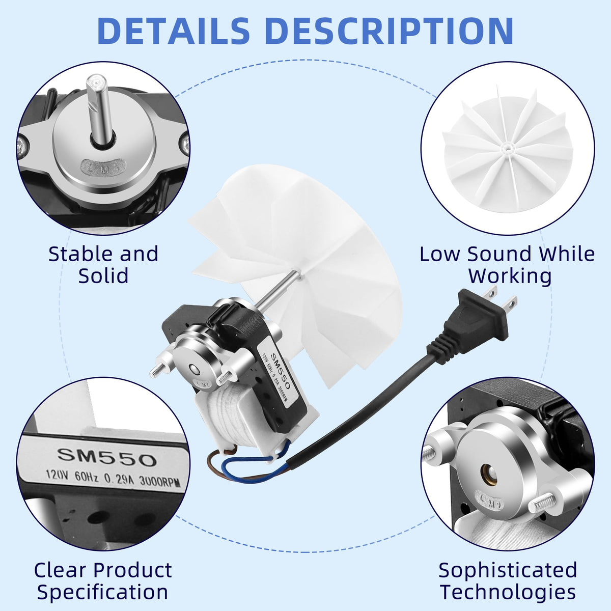 Universal Bathroom Exhaust Fan Motor 50 CFM 120V K116