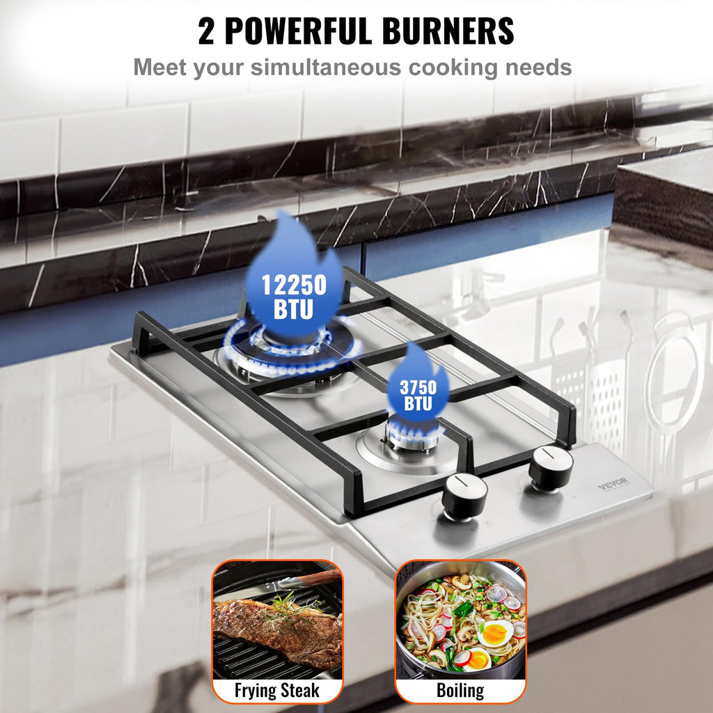 12 inch 2 Burners Stainless Steel Gas Cooktop K21663