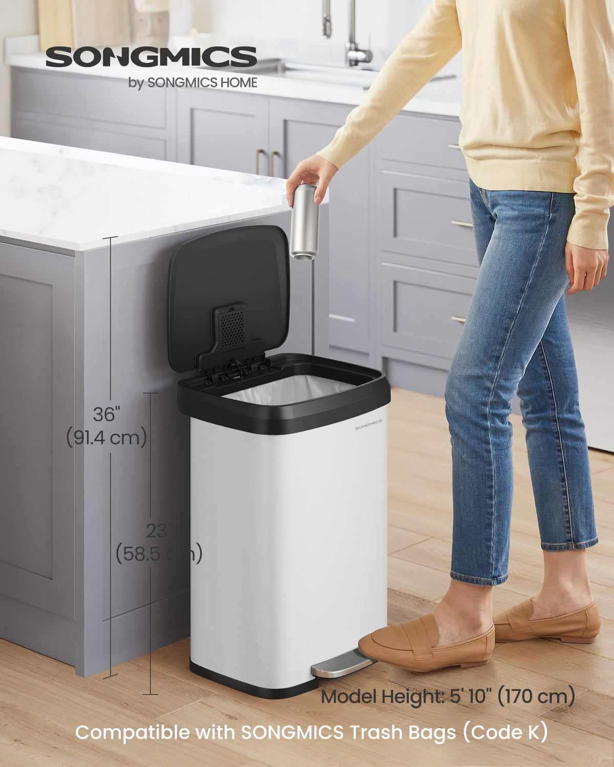 13 Gallon Stainless Steel Kitchen Trash Can D797801