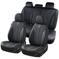 Black 5 Seats Nappa Leather Car Seat Covers Full Set N513