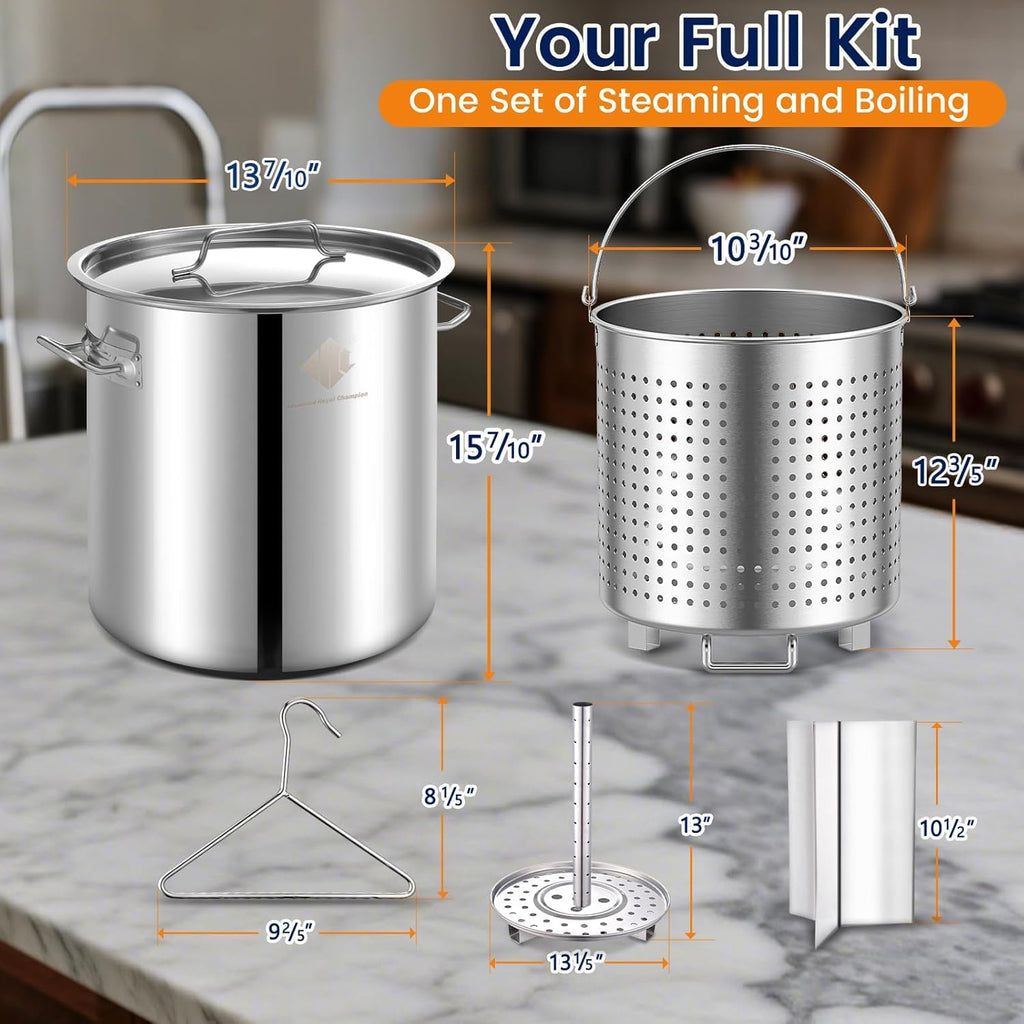 Stainless Steel 40QT Seafood Boil Pot with Basket O9364