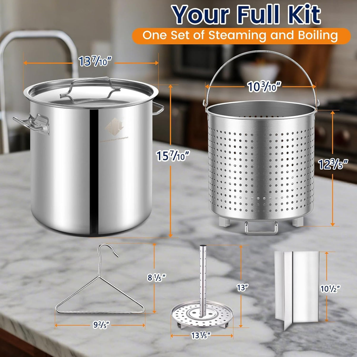 Stainless Steel 40QT Seafood Boil Pot with Basket O9364