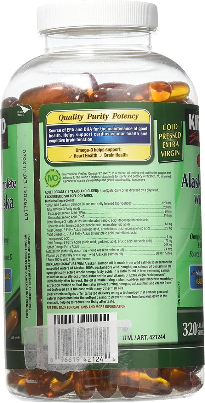 Wild Alaskan Salmon Oil 1200mg 320 Enteric Coated Softgels K425952