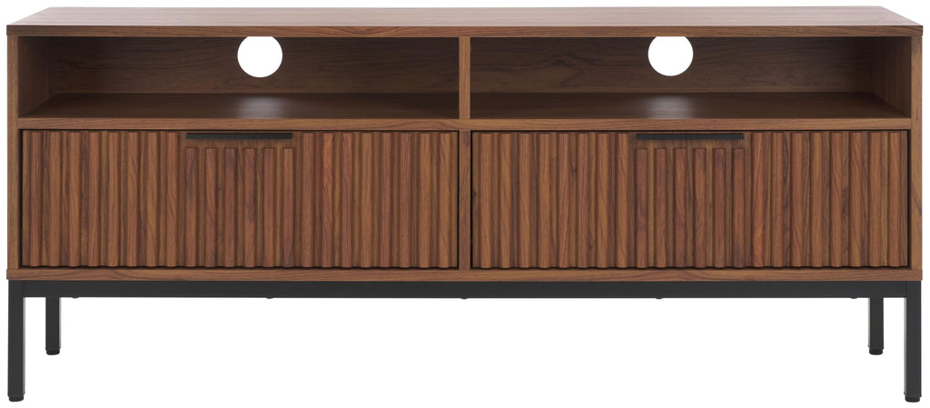 Walnut Brown Black 2 Drawer TV Stand Q6877