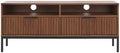Walnut Brown Black 2 Drawer TV Stand Q6877