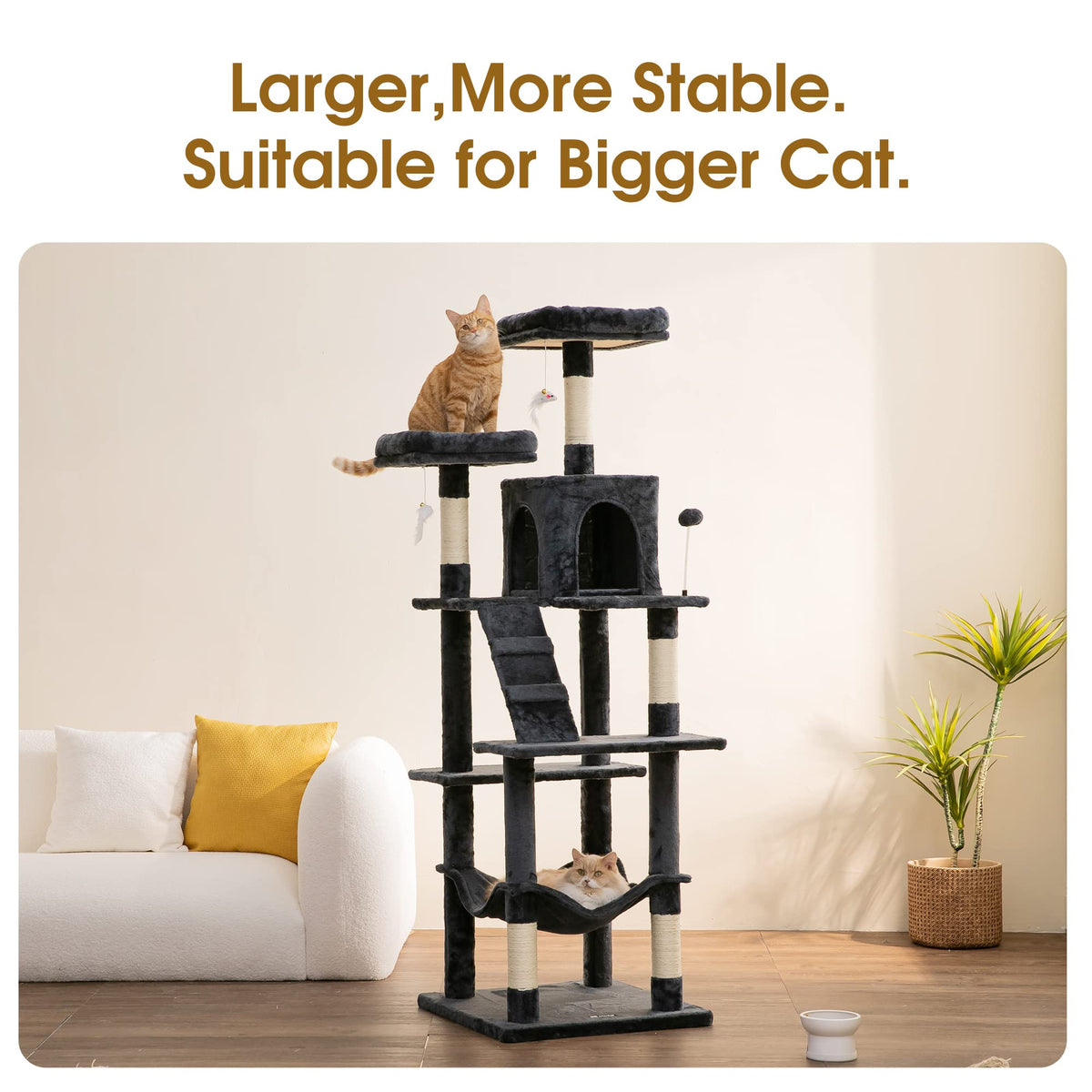 70.1-Inch Multi-Level Plush Cat Tree with Hammock P3345