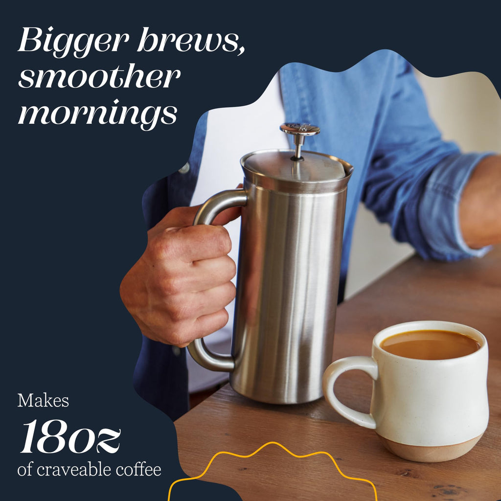 18oz Brushed Stainless Steel French Press N621
