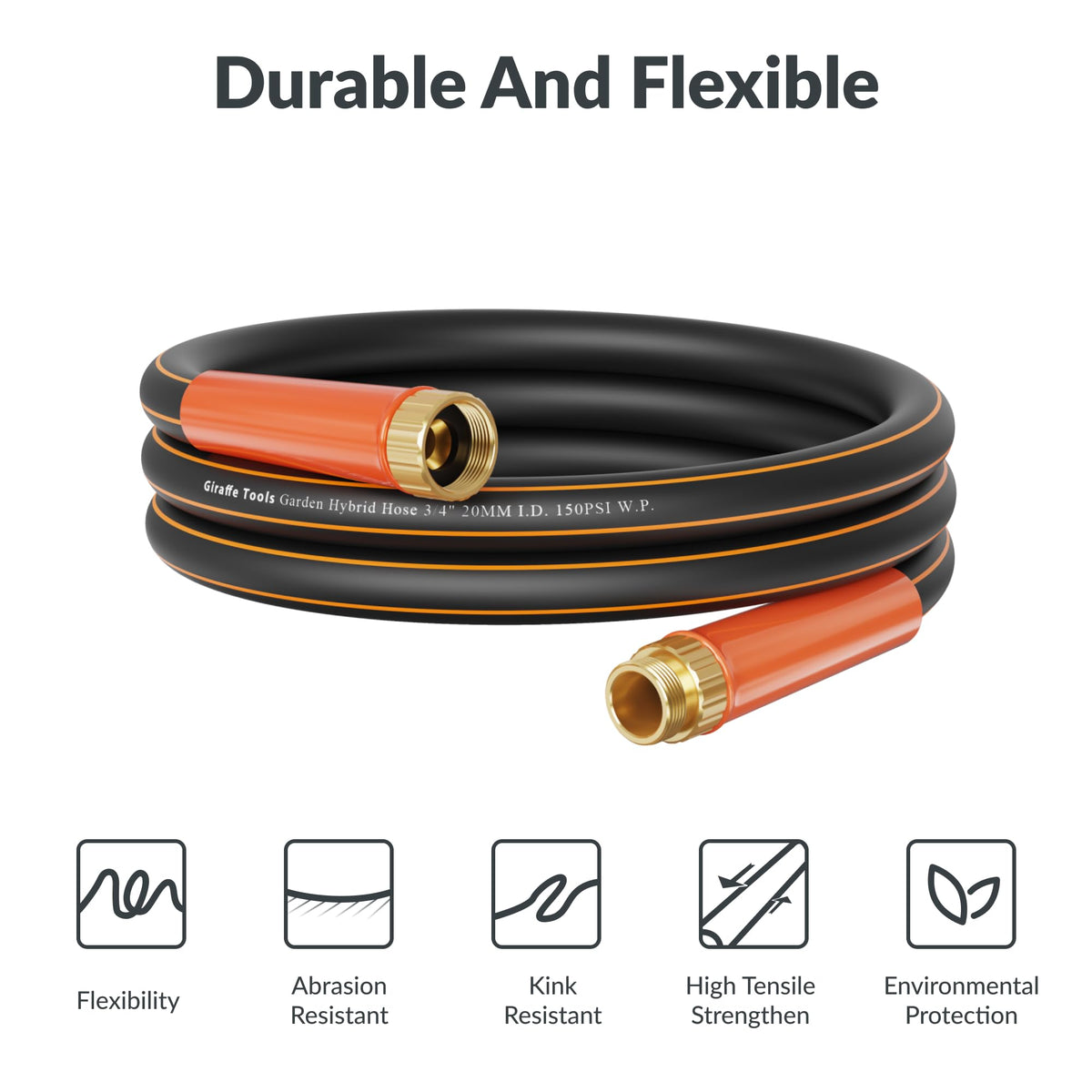 Garden Hose 25ft x 3/4" Heavy Duty Hybrid Lightweight R930816