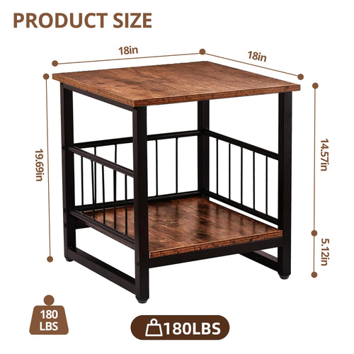 18” Square Side Table with Open Storage Shelf Q1116