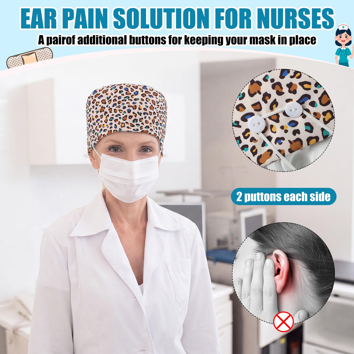 4 Pcs Nurse Scrub Caps J685