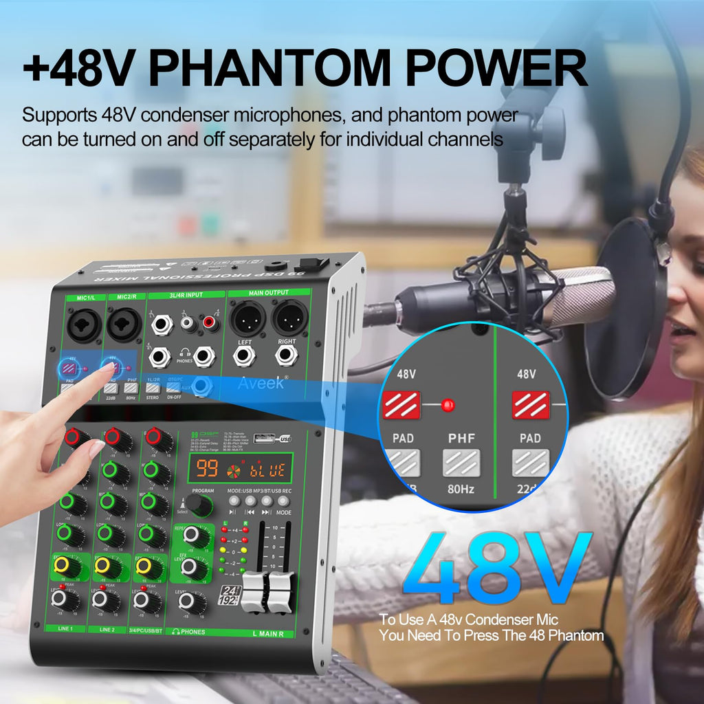 4 Channel Audio Mixer with Bluetooth and USB Q50150
