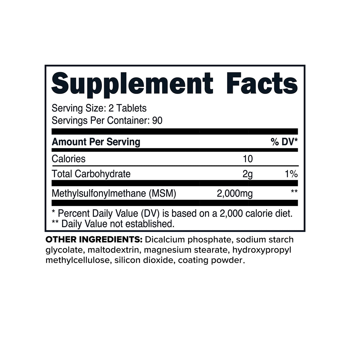 MSM Tablets 2000mg 180 Tablets M28033