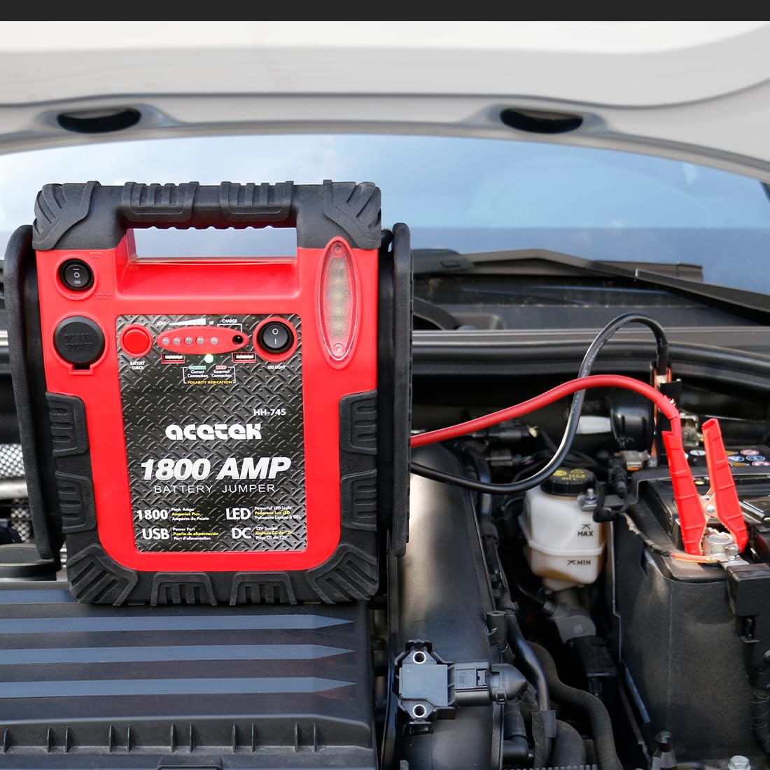 1800A Peak Car Jump Starter, 20000mAh Battery Booster, 12V Portable Power Bank with LED Light X366088