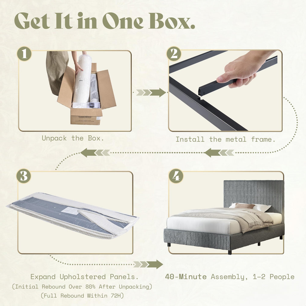 Upholstered Bed Frame with Headboard O394669