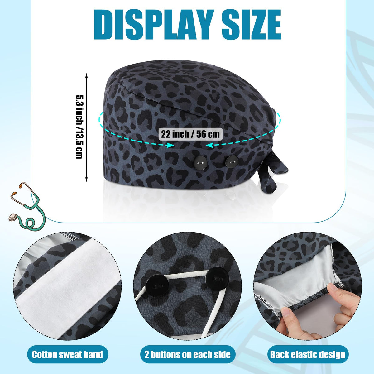 4 Pcs Nurse Scrub Caps J685