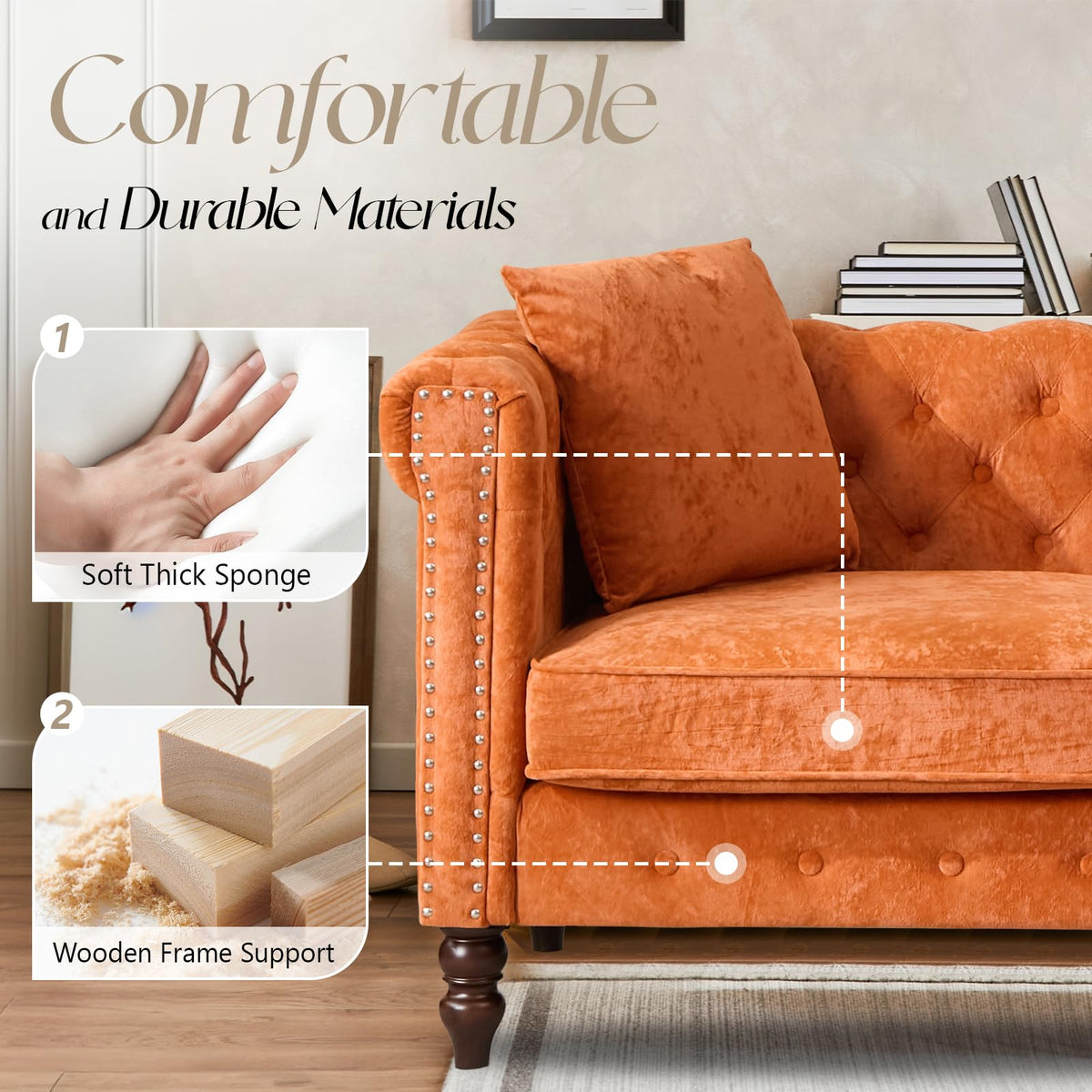 62" Velvet Sofa J5706