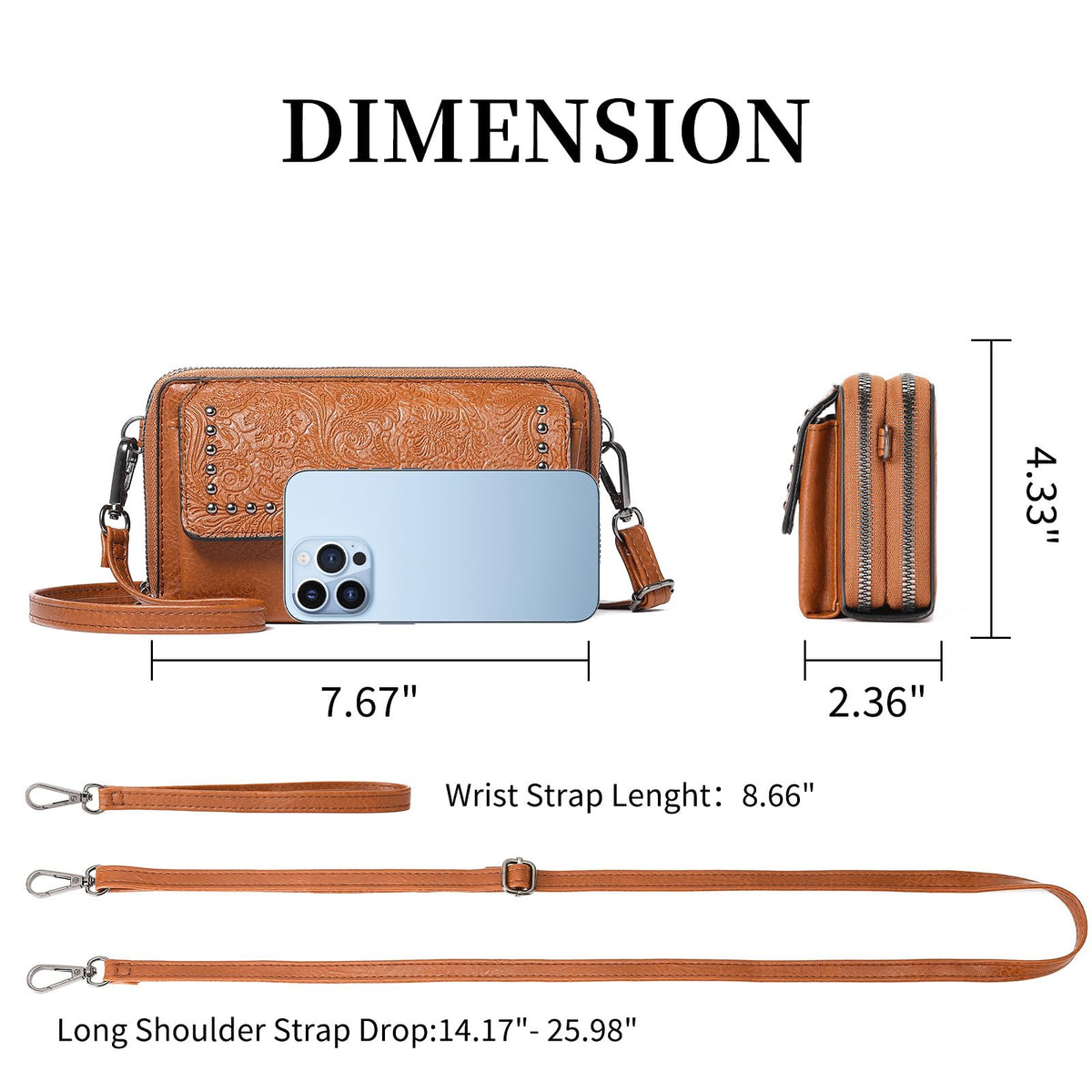 Women's Mini PU Leather Crossbody Phone Bag O494