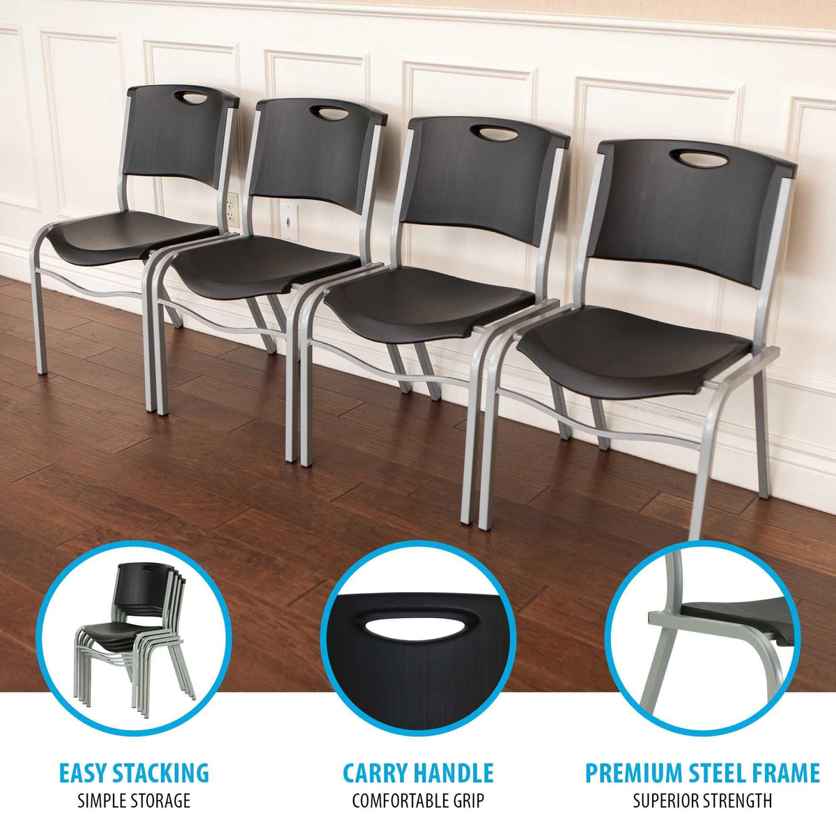 Black Stacking Chair 4-Pack V626