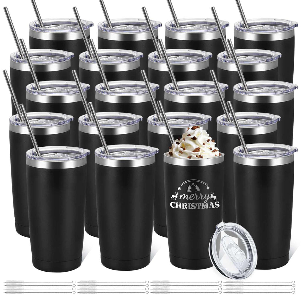20 Pack Stainless Steel Insulated Tumbler with Straws Z250476