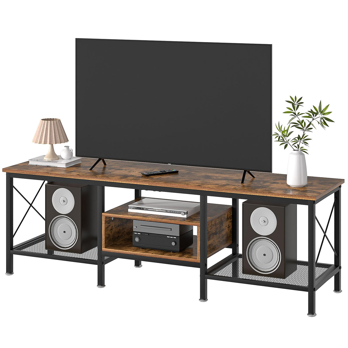 70 Inch 3-Tier TV Stand with Open Storage Shelves X230331