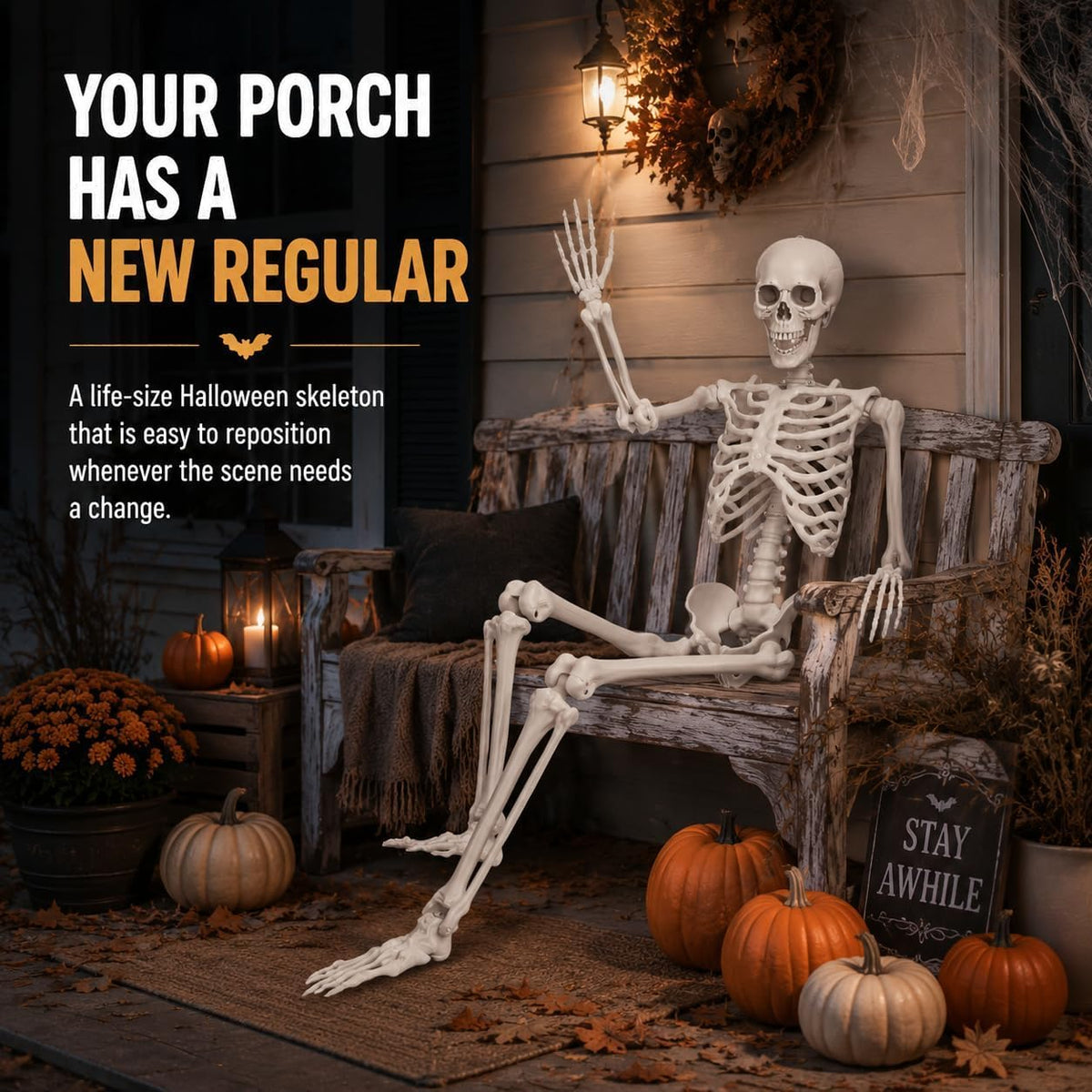 Life Size Posable Skeleton Prop Decoration L5896