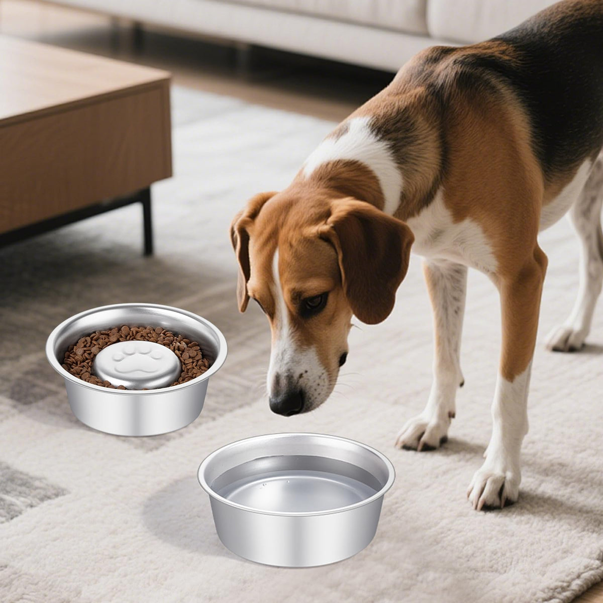Stainless Steel Pet Dog Water and Food Bowl, 2-Pack T89565