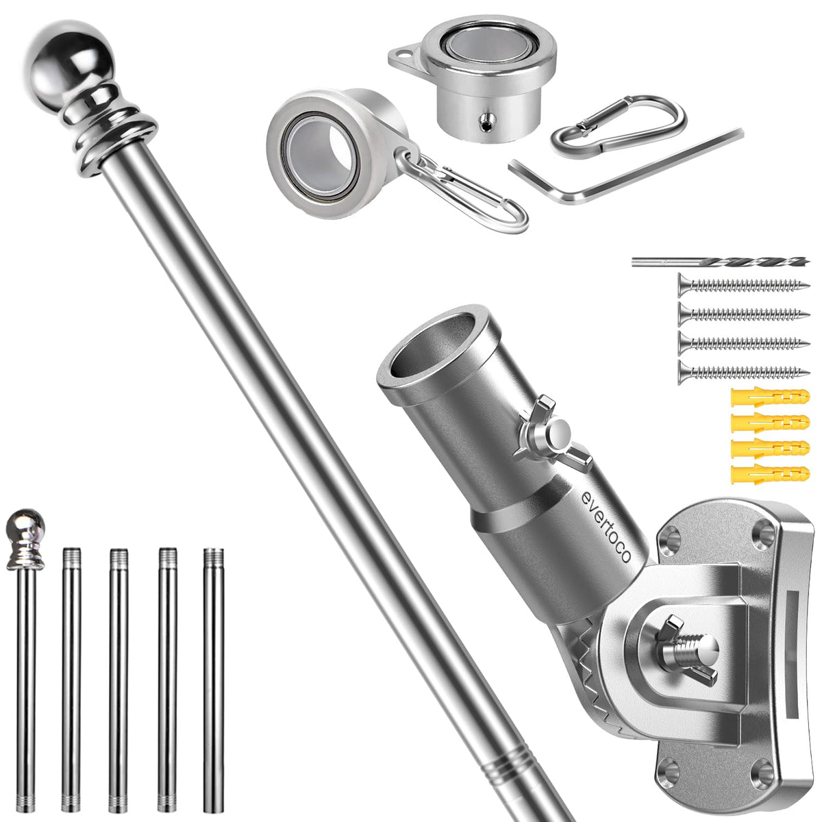 Heavy Duty Stainless Steel Flag Pole Kit Q35053