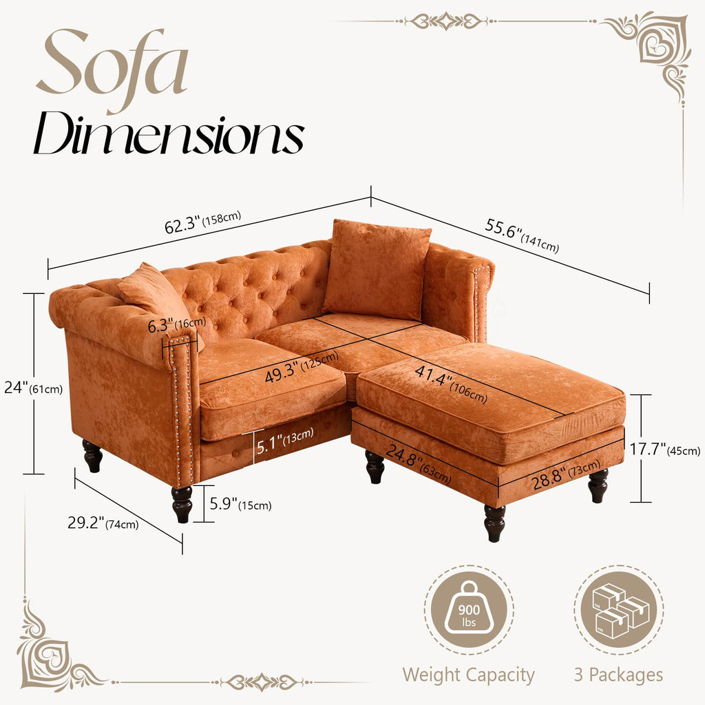 62" Velvet Sofa J5706