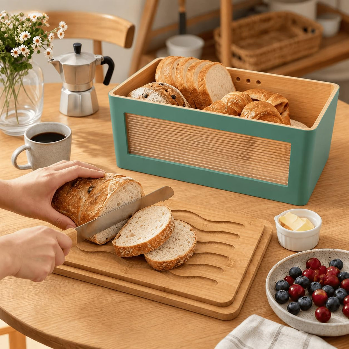 Wooden Bread Box with Cutting Board S1691