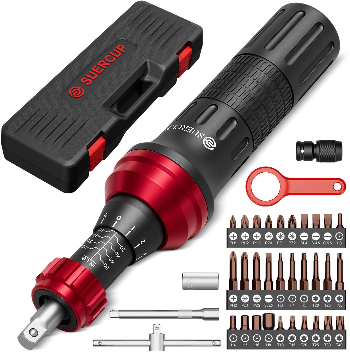 1/4" 10-80In.lb Torque Wrench Screwdriver 36 PCS Set F418191