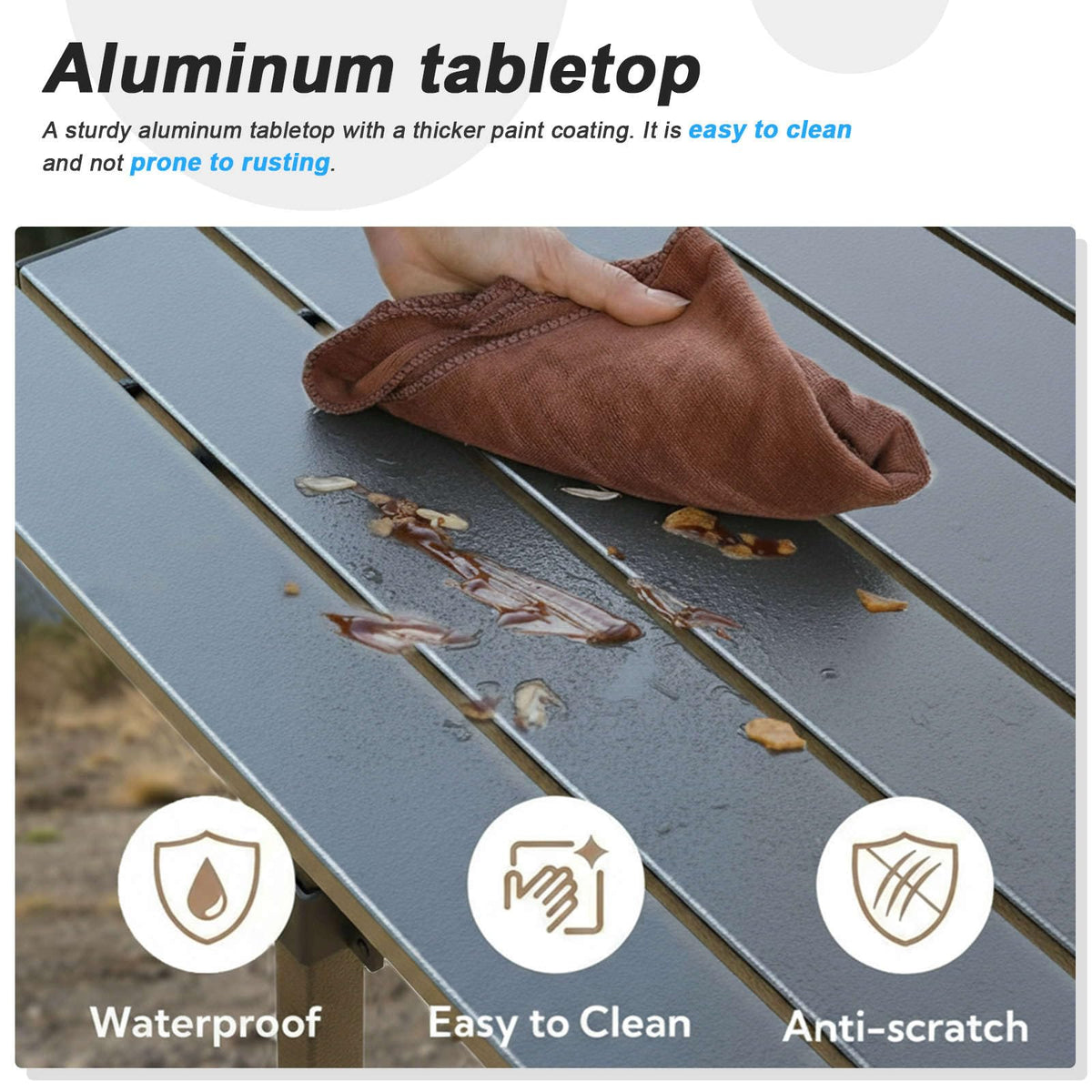 Portable Aluminum Folding Camping Table with Storage Basket R950