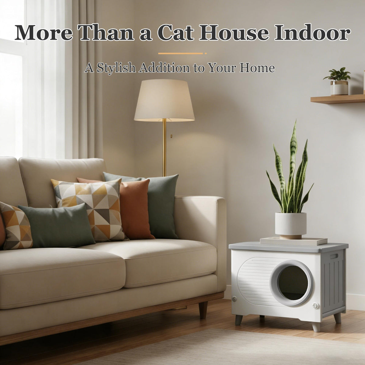 Weatherproof Elevated Outdoor Cat House with Cushion W2947