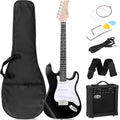 39in Full Size Electric Guitar with 10W Amp, Case and Accessories Pack, Black D205340