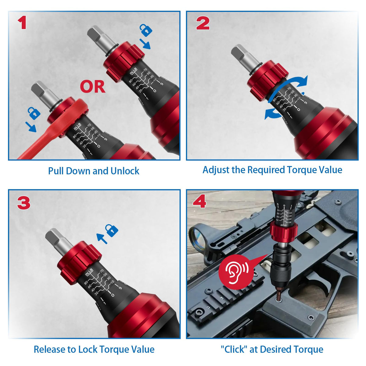 1/4" 10-80In.lb Torque Wrench Screwdriver 36 PCS Set F418191