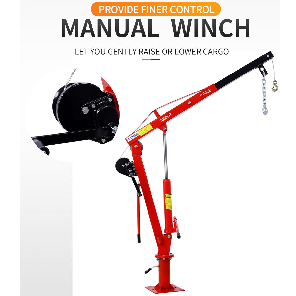 2000 lbs Hydraulic Truck Bed Jib Crane Y245