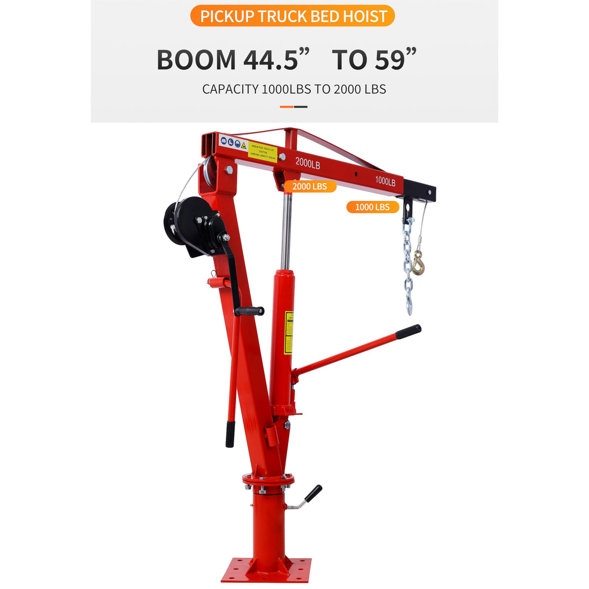 2000 lbs Hydraulic Truck Bed Jib Crane Y245