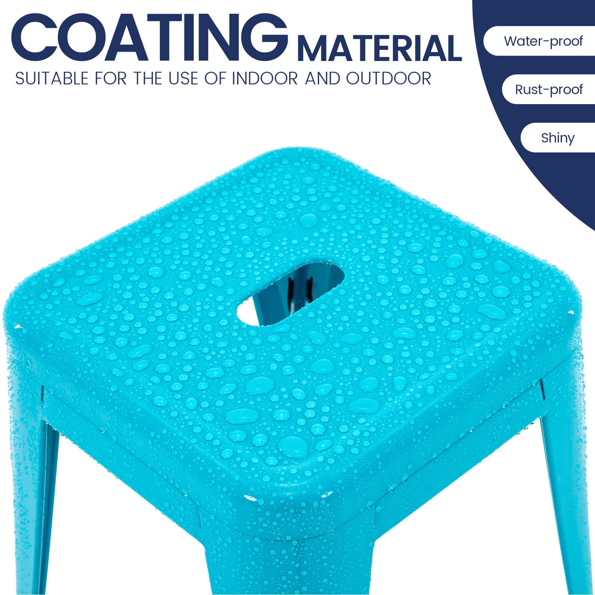 Teal Blue 18 Inch Metal Stools Set of 4 P8121