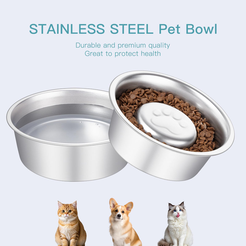Stainless Steel Pet Dog Water and Food Bowl, 2-Pack T89565