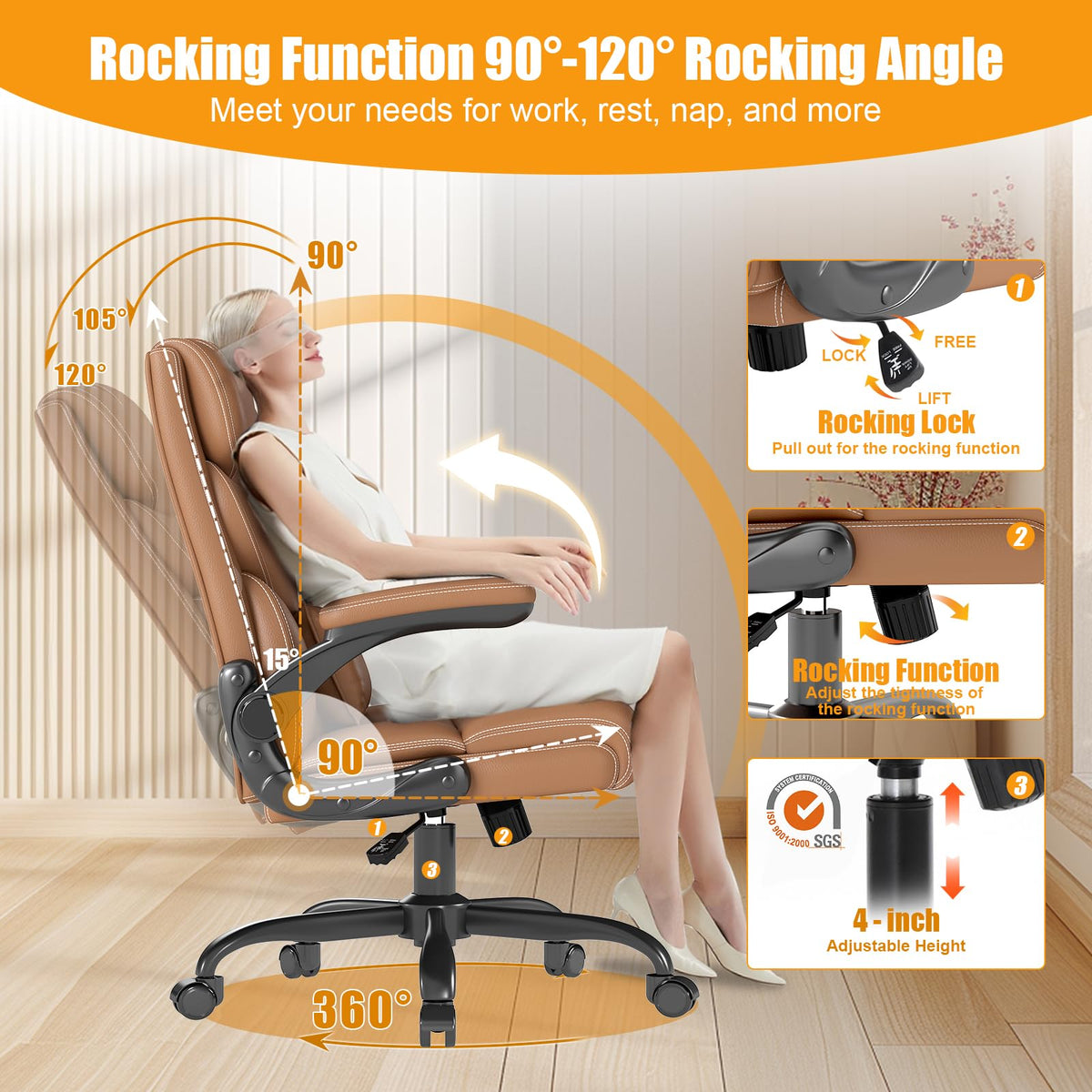 Ergonomic Office Chair with Flip-up Armrests S836