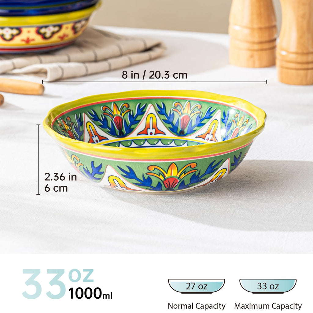 Ceramic Pasta Bowls Set, 27 oz Set of 4 D54856