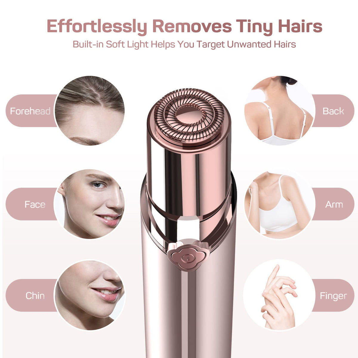 Electric Painless Facial Hair Remover with 2 Replacement Heads E56088