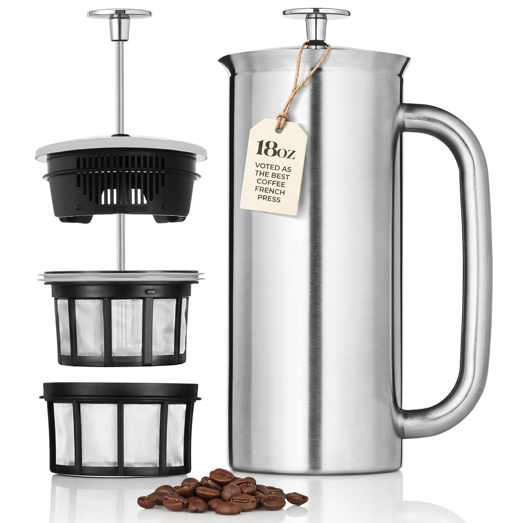 18oz Brushed Stainless Steel French Press N621