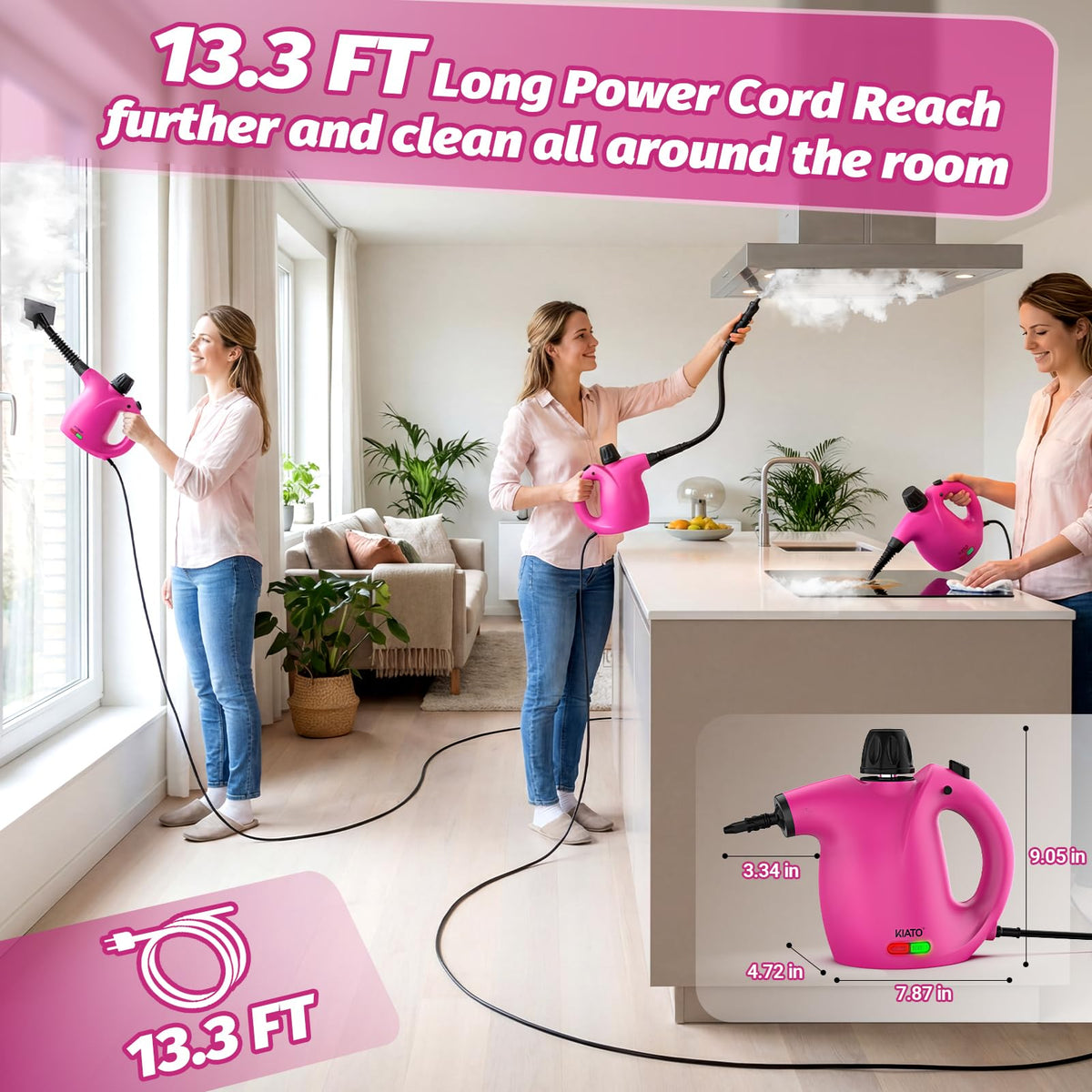 Pink Handheld Steam Cleaner I55736